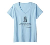 Womens Mark Twain Shirt Mark Twain Most Beautiful Day Quote V-Neck T-Shirt