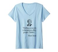 Womens Mark Twain Shirt Mark Twain's Other People's Habits Quote V-Neck T-Shirt