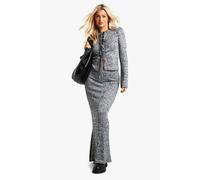Womens Marl Rib Fishtail Maxi Skirt - Grey - 8, Grey