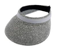 Women's Marl Straw Sun Visor with Ribbon Band