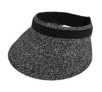 Women's Marl Straw Sun Visor with Ribbon Band - BLACK MARL/black / ONE