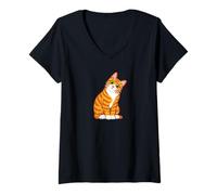 Women's Marmalade Mike The Orange Cat V-Neck T-Shirt