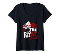 Womens Maroon Color Say It Louder Maroon Graphic V-Neck T-Shirt