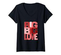 Womens Maroon Red Burgundy Big-Big-Love Maroon Red Burgundy V-Neck T-Shirt