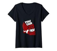 Womens Maroon Red Burgundy Color Catch Hands Maroon Burgundy V-Neck T-Shirt