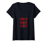 Women's Maroon Red Burgundy Color Go Through It V-Neck T-Shirt