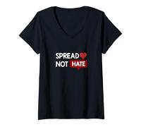 Women's Maroon Red Burgundy Color Love Not Hate Burgundy Graphic V-Neck T-Shirt