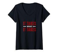 Womens Maroon Red Burgundy Color What It Takes Maroon Burgundy V-Neck T-Shirt