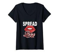 Womens Maroon Red Burgundy Spread All The LOVE Maroon Burgundy V-Neck T-Shirt