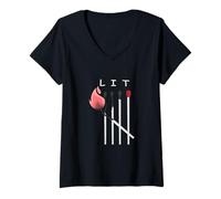 Womens Maroon Red Burgundy You Know It's LIT Maroon Red V-Neck T-Shirt