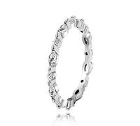 Women's Marquise & Round Cubic Zirconia Antique Style Bezel Set Eternity Band Stackable 925 Sterling Silver Milgrain Ring (size O)