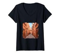 Women's Marrakech Medina Street Moroccan Architecture Scene V-Neck T-Shirt