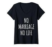 Womens Marriage Lover Wedding Husband Wife Anniversary Couple V-Neck T-Shirt