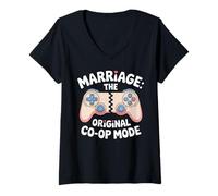 Womens Marriage: The Original Co Op Mode Gaming Controller V-Neck T-Shirt