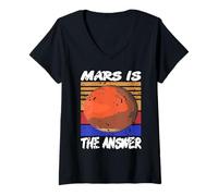 Womens Mars Holds The Key Space Future Colonization Idea V-Neck T-Shirt