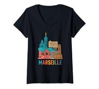 Womens Marseille City France V-Neck T-Shirt