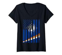 Womens Marshall Islands & USA V-Neck T-Shirt