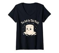 Womens Marshmallow Aesthetic Too Soft for This World Mood and Stars V-Neck T-Shirt