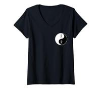 Womens Martial Arts Taiji Yin Yang Taoism Symbol Character Kung Fu V-Neck T-Shirt