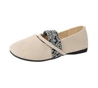 Womens Marty Jane Shoes Lightweight Pumps Shoes Solid Color Round Toe Classic Stylish Comfortable Casual Ballet Flats Indoor Outdoor Beige