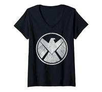 Womens Marvel Agents of S.H.I.E.L.D. Grungy Logo Vintage V-Neck T-Shirt