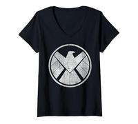Womens Marvel Agents of S.H.I.E.L.D. Grungy Vintage Logo V-Neck T-Shirt