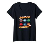 Womens Marvel Avengers Assemble Pumpkin Heroes Halloween V-Neck T-Shirt