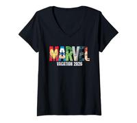 Womens Marvel Avengers Vacation 2026 Matching Group Trip Logo V-Neck T-Shirt