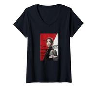 Women's Marvel Black Widow Yelena Belova Character Poster V-Neck T-Shirt, Black, Small