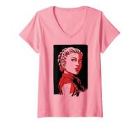 Women's Marvel Black Widow Yelena Belova Red Hue Portrait V-Neck T-Shirt, Pink, Large