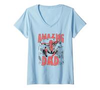 Womens Marvel Comics Retro Classic Father's Day Spidey Amazing Dad V-Neck T-Shirt