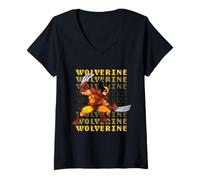 Womens Marvel Cosmic Invasion Game Wolverine Retro Pixel Graphics V-Neck T-Shirt