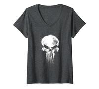 Womens Marvel Daredevil Born Again Skull The Punisher Returns V-Neck T-Shirt
