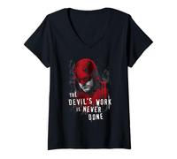 Womens Marvel Daredevil Born Again The Devil's Work is Never Done V-Neck T-Shirt