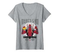 Womens Marvel Deadpool Merc's Gym No Pain No Gain V-Neck T-Shirt