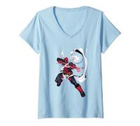 Womens Marvel Deadpool Valentine's Day Cupid Pool Epic Chest Logo V-Neck T-Shirt