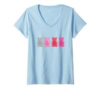 Womens Marvel Deadpool Valentine's Day Cute Gummy Bear Chest Logo V-Neck T-Shirt