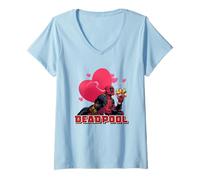Womens Marvel Deadpool Valentine's Day Love Chimichangas Big Logo V-Neck T-Shirt