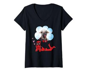 Womens Marvel Deadpool & Wolverine Dreaming of Dogpool Doodle V-Neck T-Shirt