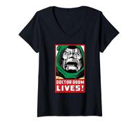Womens Marvel Doctor Doom Lives! Classic Vintage Retro Comic Art V-Neck T-Shirt