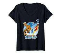 Womens Marvel Fantastic Four Family Trip Super Matching Vacation V-Neck T-Shirt