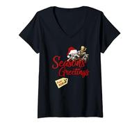 Womens Marvel Groot Rocket Greetings From Mom Christmas V-Neck T-Shirt