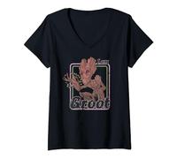 Womens Marvel Guardians Of The Galaxy I Am Groot Retro Portrait V-Neck T-Shirt