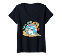 Women's Marvel Jeff the Land Shark Beach Treats Summer Vacation Fun V-Neck T-Shirt