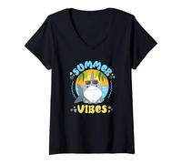 Women's Marvel Jeff the Land Shark Summer Vibes Beach Vacation V-Neck T-Shirt