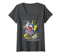 Women's Marvel Rivals Gamerverse Super Hero PVP Jeff The Land Shark V-Neck T-Shirt, Dark Heather Grey, Large