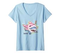 Women's Marvel Rivals Jeff The Land Shark Cute Costume V-Neck T-Shirt