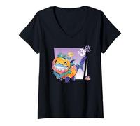 Womens Marvel Rivals Jeff The Land Shark Halloween Jeff O'Lantern V-Neck T-Shirt