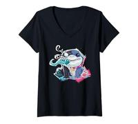 Womens Marvel Rivals Jeff The Land Shark Venom Symbiote Toothy Cute V-Neck T-Shirt