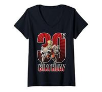 Women's Marvel Rocket and Baby Groot 30th Birthday V-Neck T-Shirt, Black, Large